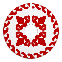Hawaiian Quilt Pattern Flower Proudly Tree Skirt - Red White - AH - Polynesian Pride