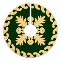 Hawaiian Quilt Pattern Guitar And Flora Tree Skirt - Green Beige - AH - Polynesian Pride