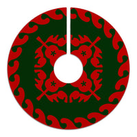 Hawaiian Quilt Pattern Guitar Flower Tree Skirt - Red Green - AH - Polynesian Pride