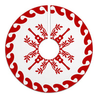 Hawaiian Quilt Pattern Guitar Tree Skirt - Red White - AH - Polynesian Pride