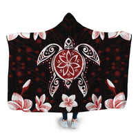 Hawaiian Reddie Turtle Plumeria Hooded Blanket AH Hooded Blanket White - Polynesian Pride