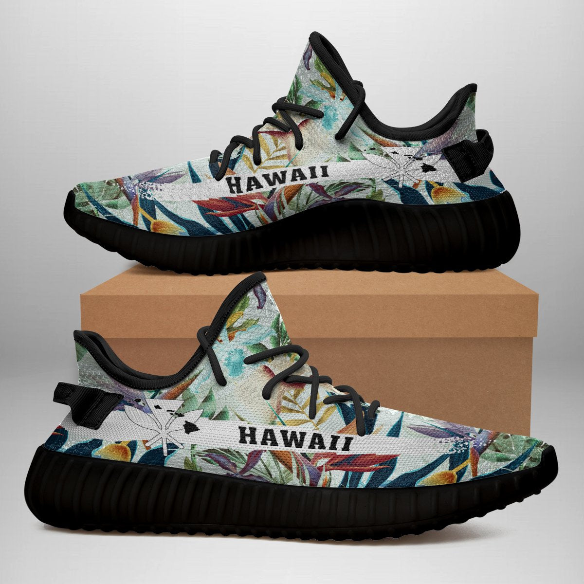 Hawaiian Sneakers YZ Tropical Flower Plant And Leaf Pattern - Polynesian Pride
