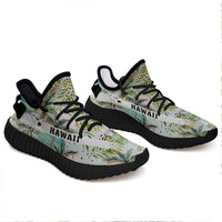 Hawaiian Sneakers YZ Tropical Watercolor Palm Tree Leaf Black - Polynesian Pride