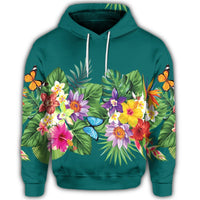 Hawaiian Tropical Strelitzia Plumeria Orchids Hibiscus Polynesian Hoodie - Polynesian Pride