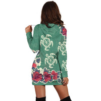 Hawaiian Turtle And Colorful Hibiscus Polynesian Hoodie Dress - AH - Polynesian Pride
