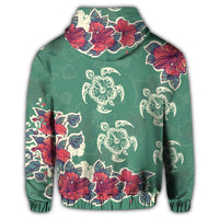 Hawaiian Turtle and Colorful Hibiscus Polynesian Hoodie - Polynesian Pride