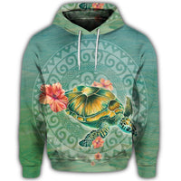 Hawaiian Turtle and Hibiscus Polynesian Hoodie - Polynesian Pride