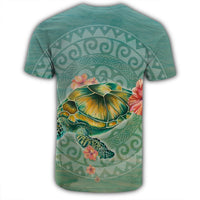 Hawaiian Turtle And Hibiscus Polynesian T Shirt AH - Polynesian Pride