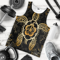 Hawaiian Turtle And Hibiscus Polynesian Tank Top Gold - AH - Polynesian Pride