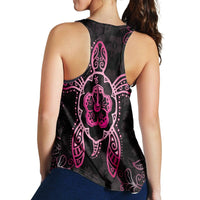 Hawaiian Turtle And Hibiscus Polynesian Racerback Tank Pink - AH - Polynesian Pride