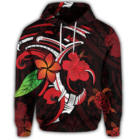 Hawaiian Turtle Hibiscus and Plumeria Flower Polynesian Hoodie - Polynesian Pride