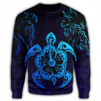 Hawaiian Turtle Hibiscus Coconut Tree Polynesian Sweatshirt AH - Polynesian Pride