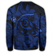 Hawaiian Turtle Hibiscus Plumeria Kanaka Polynesian Sweatshirt Blue - Soft Style - AH - Polynesian Pride