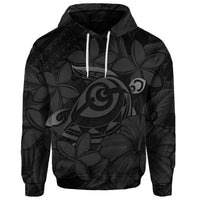 Custom Hawaiian Turtle Hibiscus Plumeria Kanaka Polynesian Hoodie Gray Soft Style - Polynesian Pride