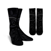 Hawaiian Turtle Hibiscus Plumeria Kanaka Polynesian Crew Socks Gray - Soft Style - AH Crew Socks White - Polynesian Pride
