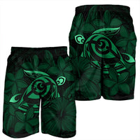 Hawaiian Turtle Hibiscus Plumeria Kanaka Polynesian Men's Shorts Green - Soft Style - AH - Polynesian Pride