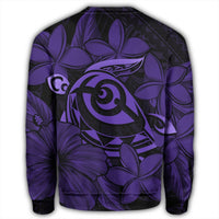 Hawaiian Turtle Hibiscus Plumeria Kanaka Polynesian Sweatshirt Purple - Soft Style - AH - Polynesian Pride