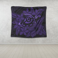 Hawaiian Turtle Hibiscus Plumeria Kanaka Polynesian Tapestry Purple - Soft Style - AH - Polynesian Pride