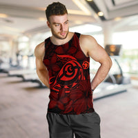 Hawaiian Turtle Hibiscus Plumeria Kanaka Polynesian Tank Top Red - Soft Style - AH - Polynesian Pride