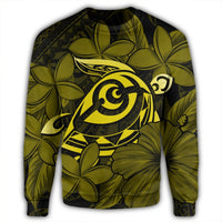Hawaiian Turtle Hibiscus Plumeria Kanaka Polynesian Sweatshirt Yellow - Soft Style - AH - Polynesian Pride