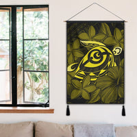 Hawaiian Turtle Hibiscus Plumeria Kanaka Polynesian Hanging Poster Yellow - Soft Style - AH - Polynesian Pride