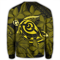 Hawaiian Turtle Hibiscus Plumeria Kanaka Polynesian Sweatshirt Yellow - Soft Style - AH - Polynesian Pride