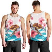 Hawaiian Turtle Hibiscus Waves Polynesian Tank Top - AH - Polynesian Pride