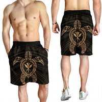 Hawaiian Turtle Kanaka Polynesian Men's Shorts - Gold - AH - Polynesian Pride