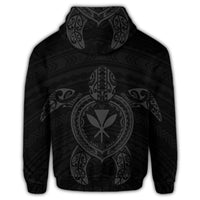 Hawaiian Turtle Kanaka Polynesian Zip Hoodie Gray - Polynesian Pride