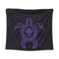Hawaiian Turtle Kanaka Polynesian Tapestry - Purple - AH Wall Tapestry Black - Polynesian Pride