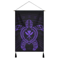 Hawaiian Turtle Kanaka Polynesian Hanging Poster - Purple - AH Hanging Poster Cotton And Linen - Polynesian Pride