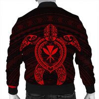 Hawaiian Turtle Kanaka Polynesian Bomber Jacket - Red - AH - Polynesian Pride