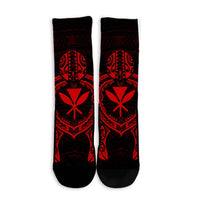 Hawaiian Turtle Kanaka Polynesian Crew Socks - Red - AH - Polynesian Pride