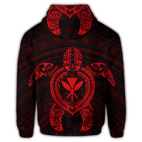Hawaiian Turtle Kanaka Polynesian Hoodie Red - Polynesian Pride