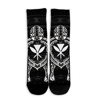 Hawaiian Turtle Kanaka Polynesian Crew Socks - White - AH - Polynesian Pride