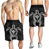 Hawaiian Turtle Kanaka Polynesian Men's Shorts - White - AH - Polynesian Pride