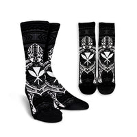 Hawaiian Turtle Kanaka Polynesian Crew Socks - White - AH Crew Socks White - Polynesian Pride