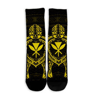 Hawaiian Turtle Kanaka Polynesian Crew Socks - Yellow - AH - Polynesian Pride