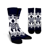 Hawaiian Turtle Pattern Crew Socks - AH Crew Socks White - Polynesian Pride