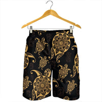 Hawaiian Turtle Pattern Golden Men's Shorts - AH - Polynesian Pride
