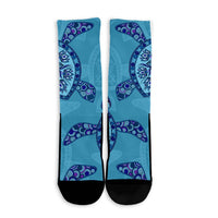 Hawaiian Turtle Plumeria Crew Socks - AH - Polynesian Pride