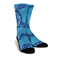 Hawaiian Turtle Plumeria Crew Socks - AH - Polynesian Pride