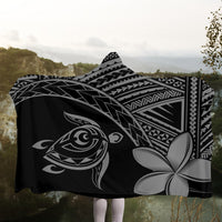 Hawaiian Turtle Plumeria Kakau Polynesian Quilt Hooded Blanket Neo Gray AH - Polynesian Pride