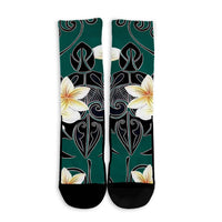 Hawaiian Turtle Plumeria Polynesian Crew Socks Mint - AH - Polynesian Pride