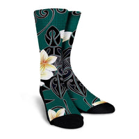 Hawaiian Turtle Plumeria Polynesian Crew Socks Mint - AH - Polynesian Pride