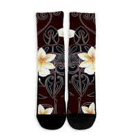 Hawaiian Turtle Plumeria Polynesian Crew Socks Red - AH - Polynesian Pride