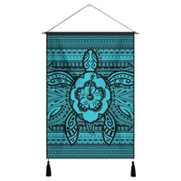 Hawaiian Turtle Polynesian Tribal Hanging Poster Blue AH Hanging Poster Cotton And Linen - Polynesian Pride