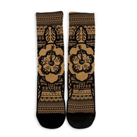 Hawaiian Turtle Polynesian Tribal Crew Socks Gold AH - Polynesian Pride