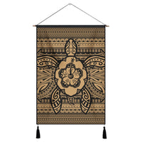Hawaiian Turtle Polynesian Tribal Hanging Poster Gold AH Hanging Poster Cotton And Linen - Polynesian Pride