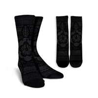 Hawaiian Turtle Polynesian Tribal Crew Socks Gray AH Crew Socks White - Polynesian Pride